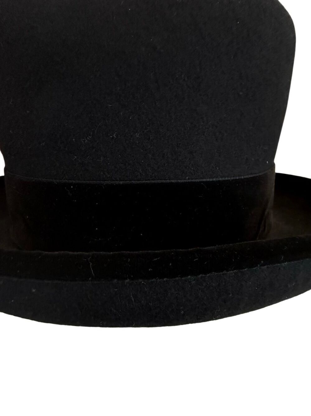 Eric Javitz Black Wool Felt Top Hat Velvet Trim Romantic Goth Victorian Luxury - Picture 6 of 8